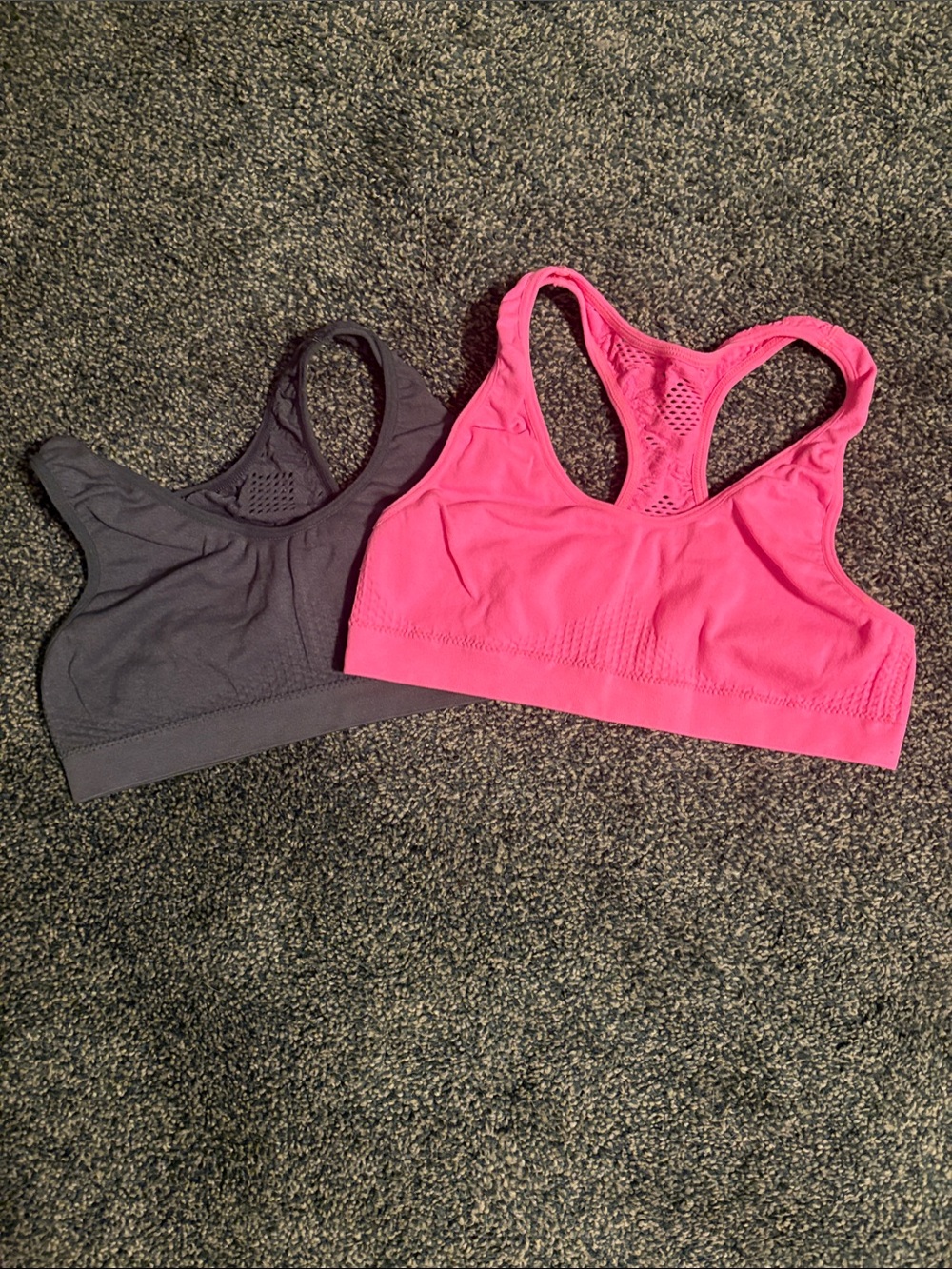 Fruit of the Loom Pink and Charcoal Seamless Sports Bra - Size 32